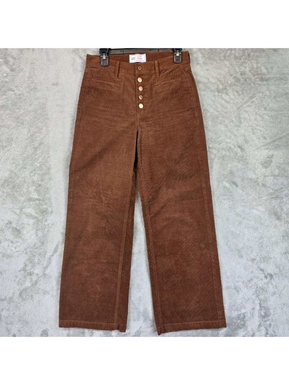 Gap High Stride Pants Womens 6 Brown Corduroy Straight Leg Ankle High Rise